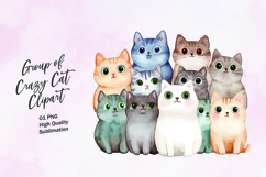Group of cute cats clipart sublimation Product Image 1
