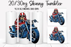 Dog Skull Ride An American Flag - Tumbler Sublimation Design Product Image 1