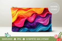 Colorful Waves Cosmetic Bag, Abstract Cosmetic Bag Design Product Image 1