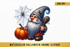 Watercolor Halloween Gnome Clipart, Halloween Gnome png Product Image 1