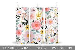 Flowers Tumbler Wrap Design. Sublimation Tumbler Flowers Product Image 1