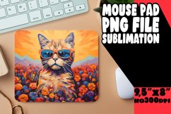 Cute Kitty with Floral Mouse Pad Sublimation PNG Product Image 1
