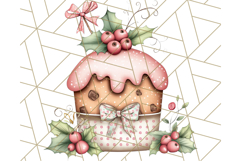 Christmas Cake Clipart PNG, Cottagecore Holiday Desserts Product Image 3