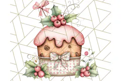 Christmas Cake Clipart PNG, Cottagecore Holiday Desserts Product Image 3