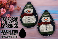 Whimsical Teardrop Earrings Sublimation Art , Snowman Product Image 1