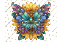 Stained Glass Butterfly and Sunflower PNG Clipart Product Image 3
