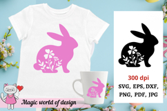 Rabbit Svg, Easter Bunny svg, Floral rabbit svg Product Image 1