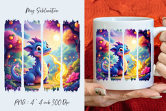 Cute dragon, watercolor stripes, coffee mug sublimation Product Image 1