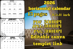 editable 2026 horizontal Calendar with frame template Product Image 3