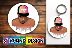 Joyful Circle Keychain Sublimation, Afro Mam Product Image 1