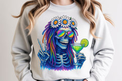 Colorful Skeleton Cocktail and Floral Crown Illustration Product Image 1