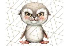 Adorable Angry Animals Clipart PNG, Cute Moody Faces Png Product Image 3