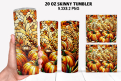 Pumpkins Skinny Tumbler 20oz Wrap Design, Halloween Tumbler Product Image 1