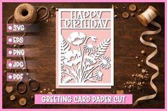 Happy Birthday Greeting card SVG,Paper cut SVG Birthday Card Product Image 1