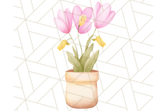 Pastel Watercolor Spring Clipart, Cheerful Floral Png Design Product Image 3