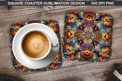 Pumpkin Coaster Sublimation, Halloween Coaster PNG Design Product Image 1