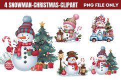 Winter Snowman Christmas Clipart PNG Product Image 1
