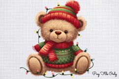 Christmas Teddy Bear Sublimation Clipart PNG Product Image 1