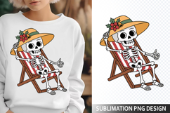 Funny Summer Skeleton Illustration - Sublimation PNG Design Product Image 1