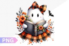 Halloween Ghost And Books Sublimation - Clipart PNG Design Product Image 1