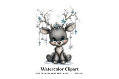 Snowflake Reindeer Watercolor PNG Product Image 1