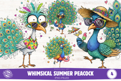 Whimsical Summer Peacock Clipart Product Image 1