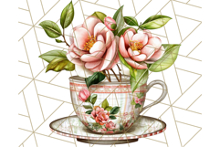 Vintage Floral Teacup Clipart PNG, Blooming Teacups Clip Art Product Image 3