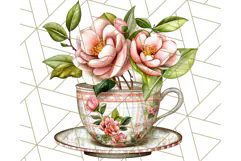 Vintage Floral Teacup Clipart PNG, Blooming Teacups Clip Art Product Image 3
