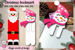 Christmas Bookmark SVG, Santa Claus ,Snowman svg Product Image 1
