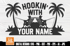 Hookin&#039; With Your Name SVG - Funny Fishing Palm Tree Design Product Image 1