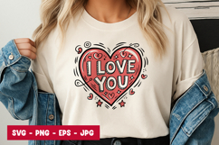 I Love You Heart Typography SVG PNG Product Image 1