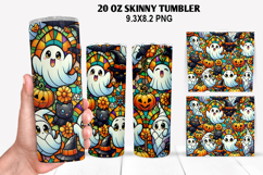 Ghost Skinny Tumbler 20oz Wrap Design, Halloween Tumbler Product Image 1