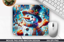 Snowman Mouse Pad Sublimation, Christmas Mouse Pad PNG Product Image 1