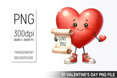 Cartoon Heart Character, Valentine&#039;s Day Clipart PNG Design Product Image 1