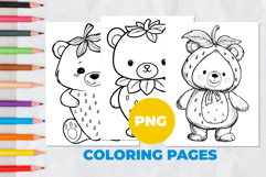 Strawberry Teddy Bear Coloring Page | Coloring book Product Image 1