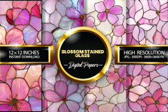 Blossom Stained Glass Digital Papers - 04 Variations Product Image 1