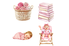 Pink baby girl clipart Product Image 2