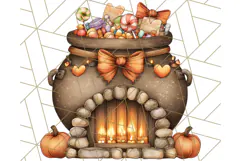 Halloween Fairy House Clipart PNG, Spooky Cottage Art Product Image 3