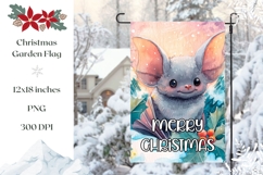Watercolor Christmas Bat Garden Flag Sublimation Product Image 1