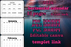 2026 horizontal calendar with flower frame 2 Product Image 1