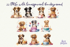 22 Dog Breeds with Birthday Cakes Watercolor Clipart Product Image 3