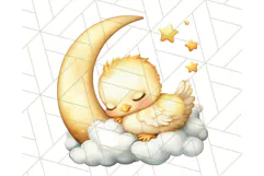 Sleeping Baby Animals PNG, Moon and Stars Nursery Clipart Product Image 3