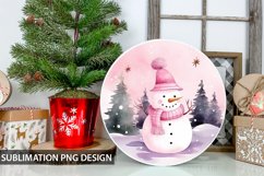 Christmas Snowman Round Sign - Snowman Round Sublimation Product Image 1