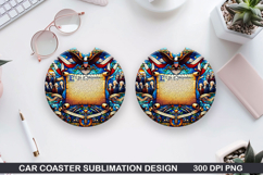 Car Coaster Sublimation| 4th Of July Coaster PNG Design Product Image 1