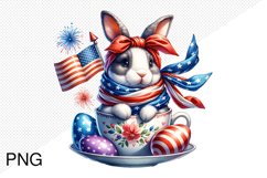 4th Of July Bunny Sublimation Clipart PNG Design Product Image 1