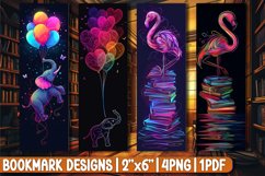 Neon Bookmarks: Wildlife Sublimation Designs Product Image 1