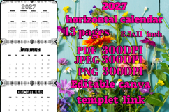2027 horizontal Calendar with flower frame 2 Product Image 3