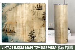 Vintage Floral Maps Tumbler Wrap Product Image 1