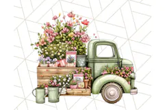 Floral Farm Truck Clipart, Cottagecore Country Truck Png Product Image 3