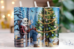 Merry Christmas Skeleton Tumbler Wrap | Christmas Wrap Product Image 1